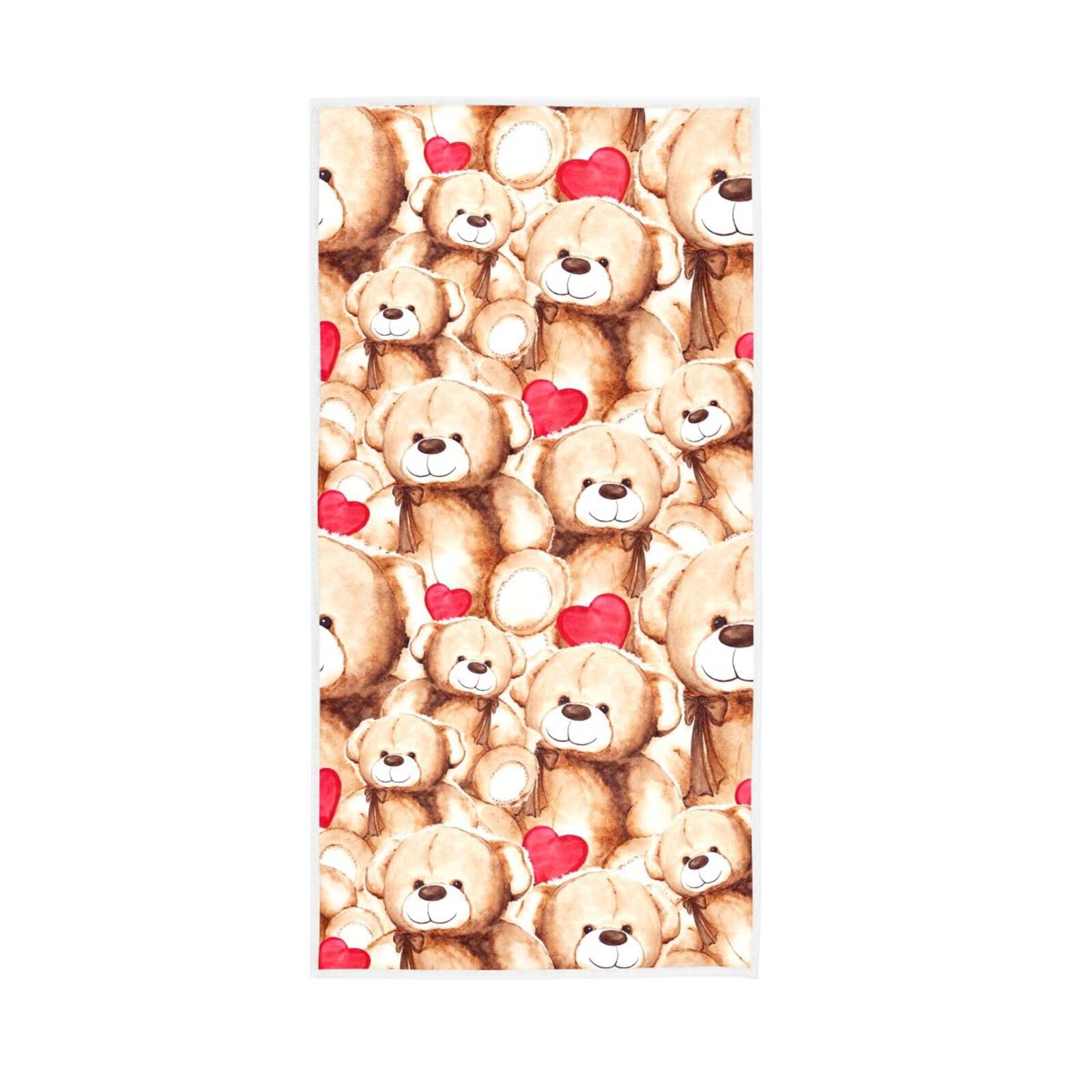 HUYGD Bears Hand Towel, 15 x 30 Inches Spa Towel, Kitchen Hand Towel Absorbent Facial Towels for Estheticians