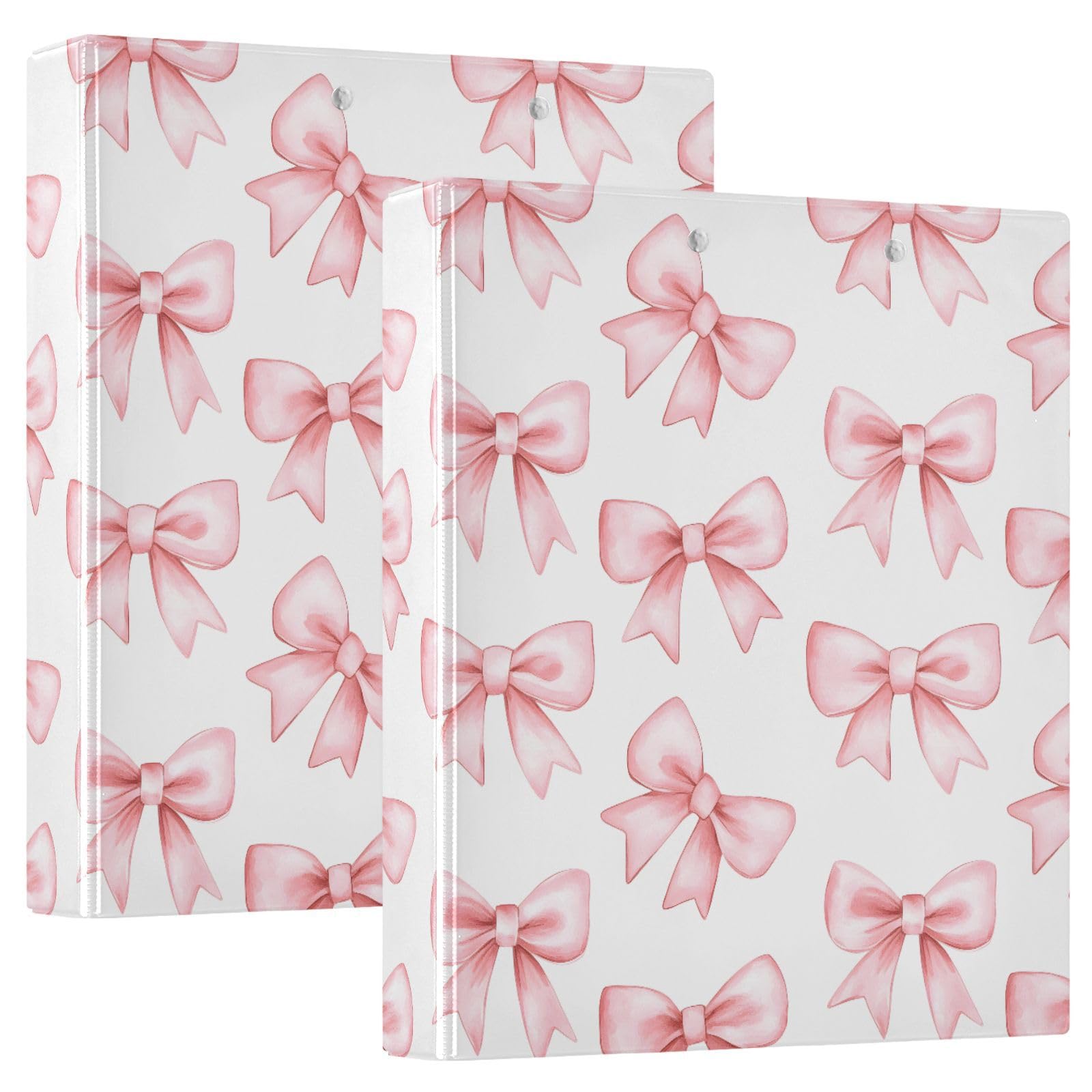 Cute Pink Bow-Knot 3 D-Ring Binder A4 2 Pack with 200 Sheet for Kids School Supplies Women Men Office