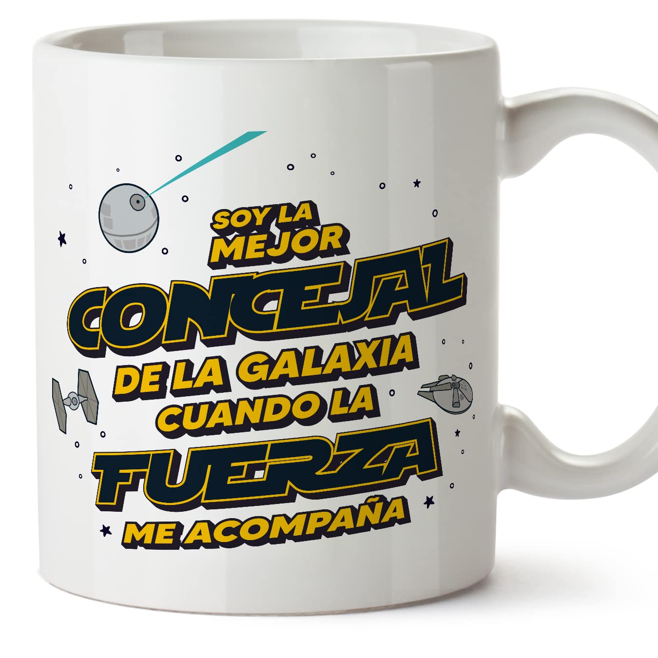 MUGFFINS Tazas para JEFE hombre - En Español - Mejor de la Galaxia Cuando Fuerza me Acompaña - 11 oz / 330 ml - Regalo original y divertido — view 555