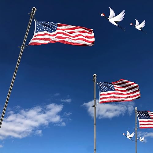 Miniatura 7 de Mástiles de bandera negra para exteriores en el suelo, poste de bandera de 8 pies para casa con base de 2 puntas, kit de asta de bandera de acero