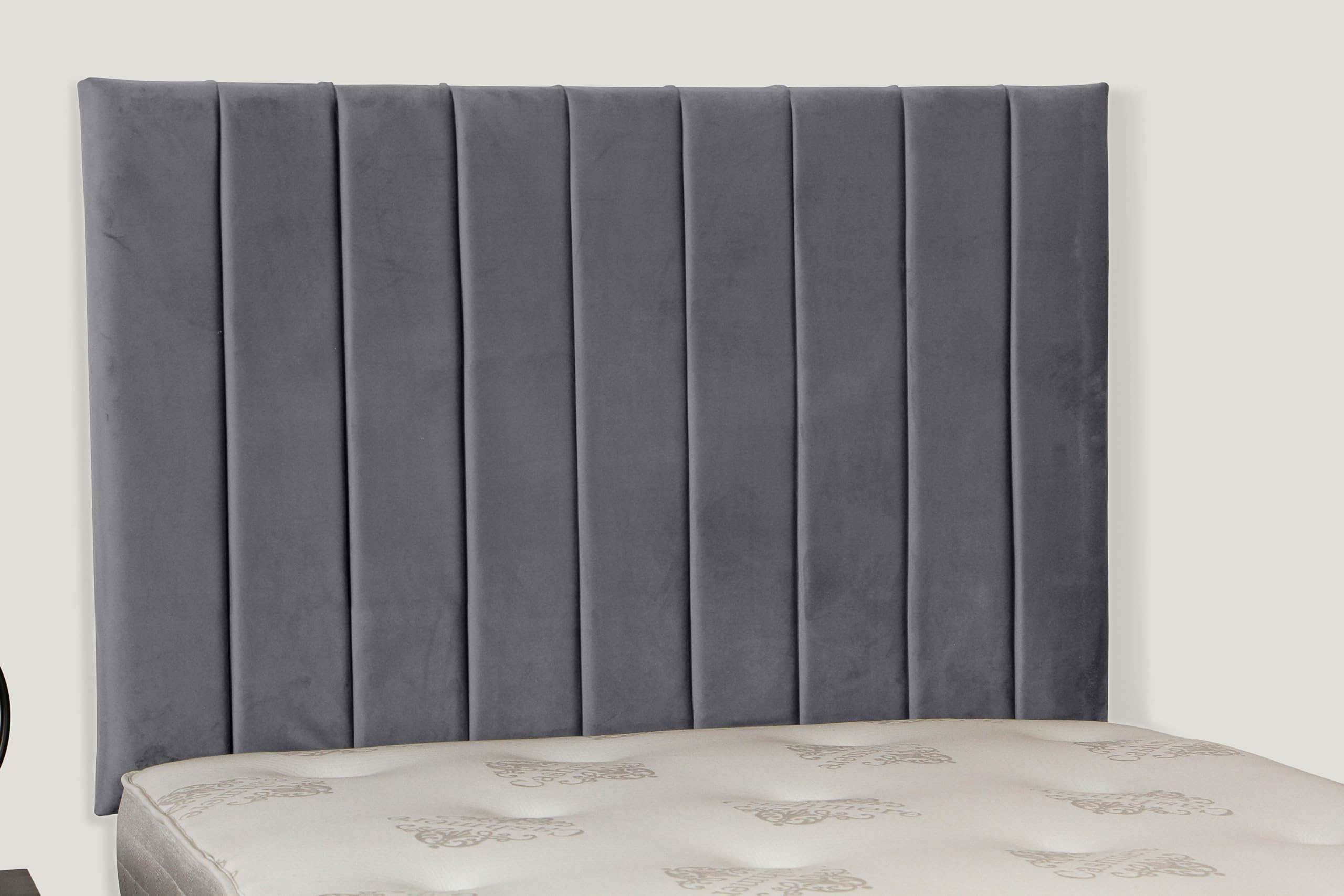 36 INCH HEIGHT PORTLAND HEADBOARD IN PLUSH VELVET FABRIC (Grey, Small Double)