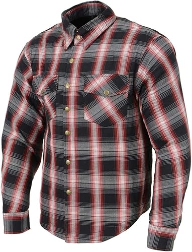 Vista 47 de Milwaukee Leather Camisa de franela a cuadros para hombre con armadura CE, reforzada con fibras de aramida, talla M MPM1654