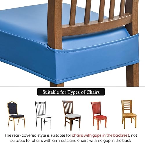 Vista 49 de NILUOH Juego de 2 fundas de asiento impermeables para sillas de comedor, de piel sintética, fundas de asiento para sillas de comedor, extraíbles