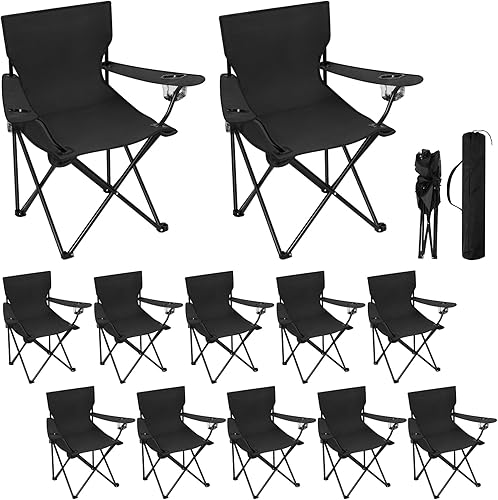 Huwena 12 sillas plegables de camping con bolsa de transporte, sillas de césped plegables portátiles, sillas de playa ligeras y plegables con