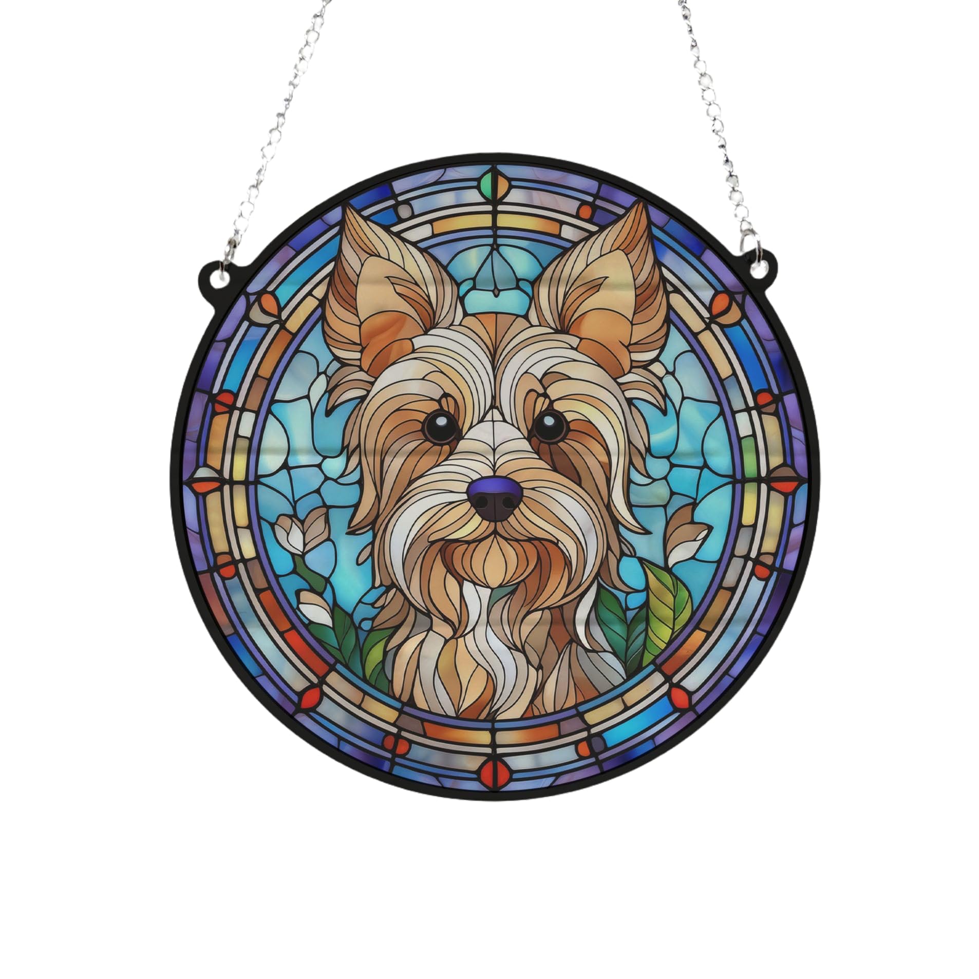 Yorkshire Terrier Stained Glass Effect Suncatcher Gift for Dog Lovers - 13cm