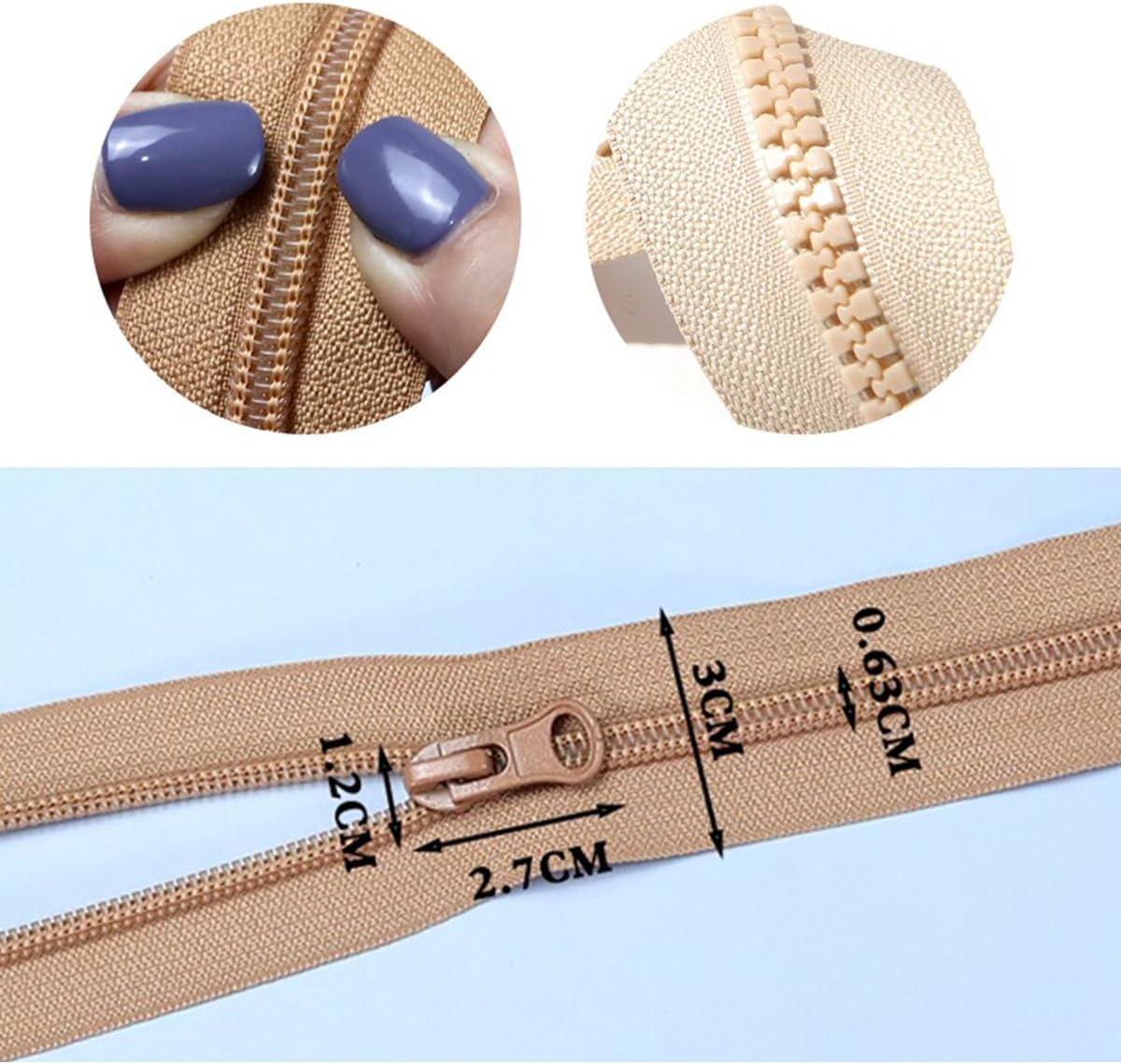 LKXHarleya 5PCS Nylon Zipper for Clothing, 23.62in Zipper Replacement for DIY Sewing Coats Jacket Craft, Pink