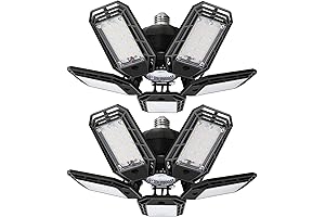 2 Pack LED Garage Lighting & 5 Adjustable Panels with 15000LM