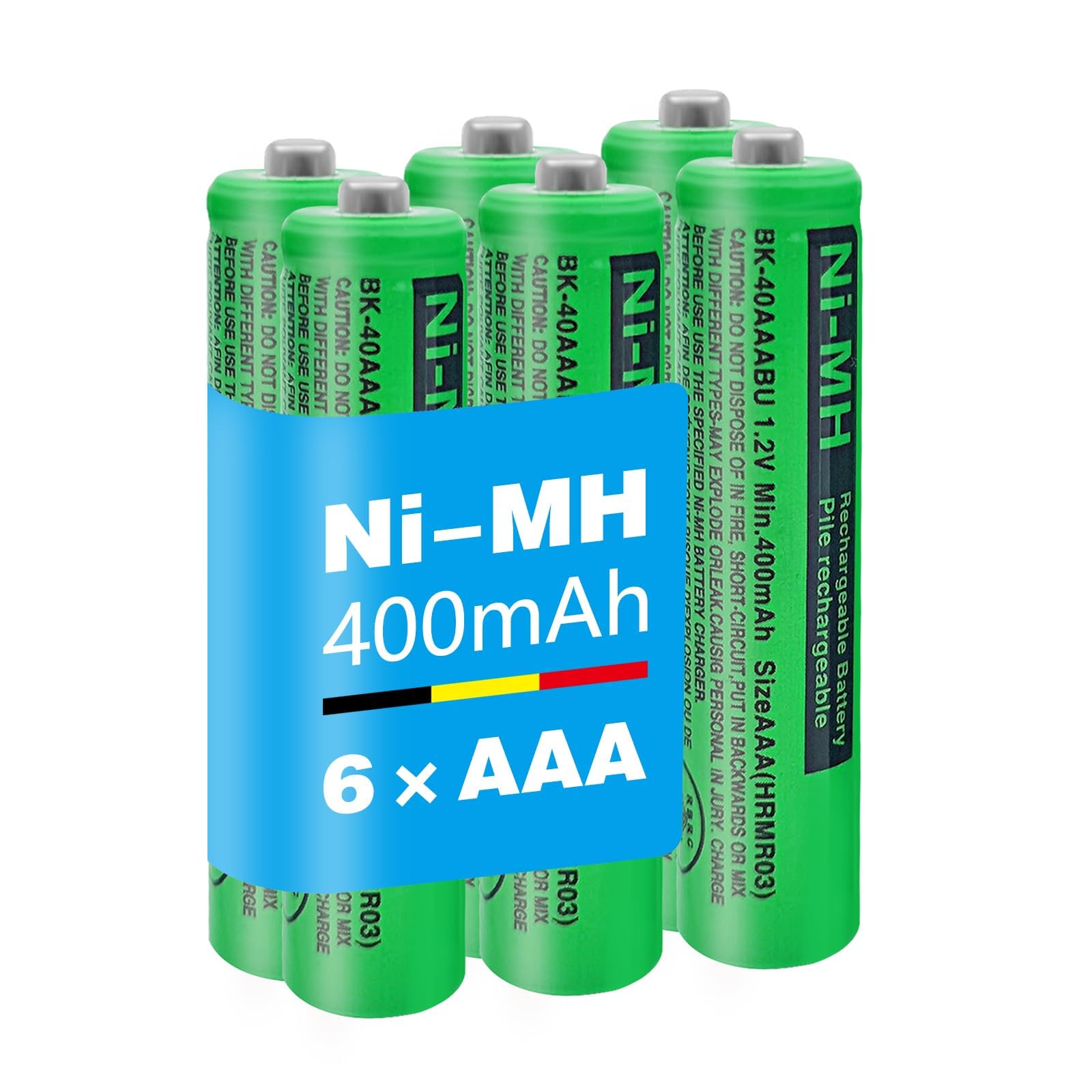 JAPUSOON BK-40AAABU NI-MH Battery AAA for Panasonic 1.2V 400mAh AAA Batteries Rechargeable for BT Gigaset Cordless Phones, Pack of 6