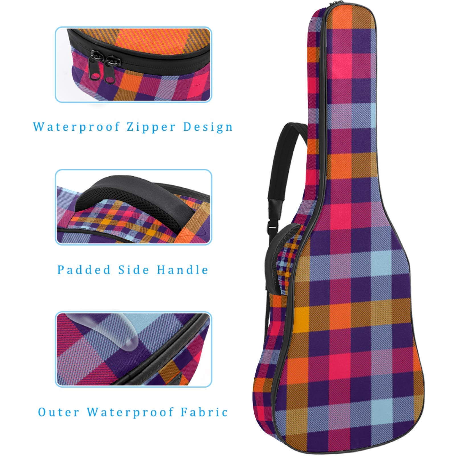 Gitarrentasche mit Reißverschluss, wasserdicht, weich, für Bassgitarre, Akustik- und klassische Folk-Gitarre, Orange