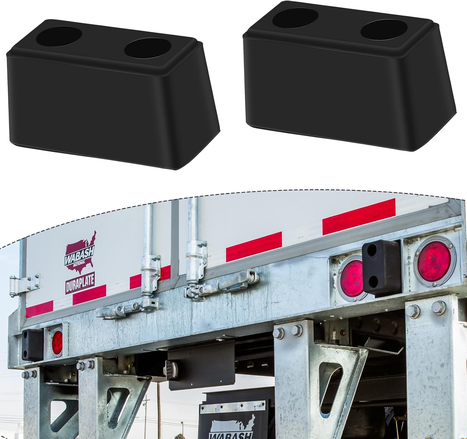 Rubber Bumper Blocks (2-Pack) - 6" x 3" x 3" Block Dock Buffers for Flatbed/Trailer/Truck/Reefer/Chassis