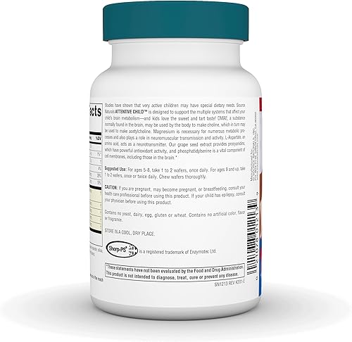 Miniatura 3 de Source Naturals Obleas masticables para niños atentos para apoyo al metabolismo cerebral - 30 obleas de frutas