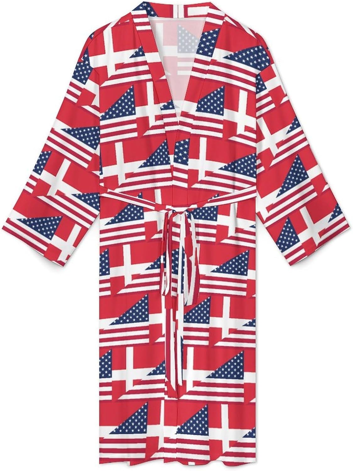 Denmark USA Flag Mens Robe Long Bathrobe for Women Bath Robes Lightweight Soft Printed Sleepwear
