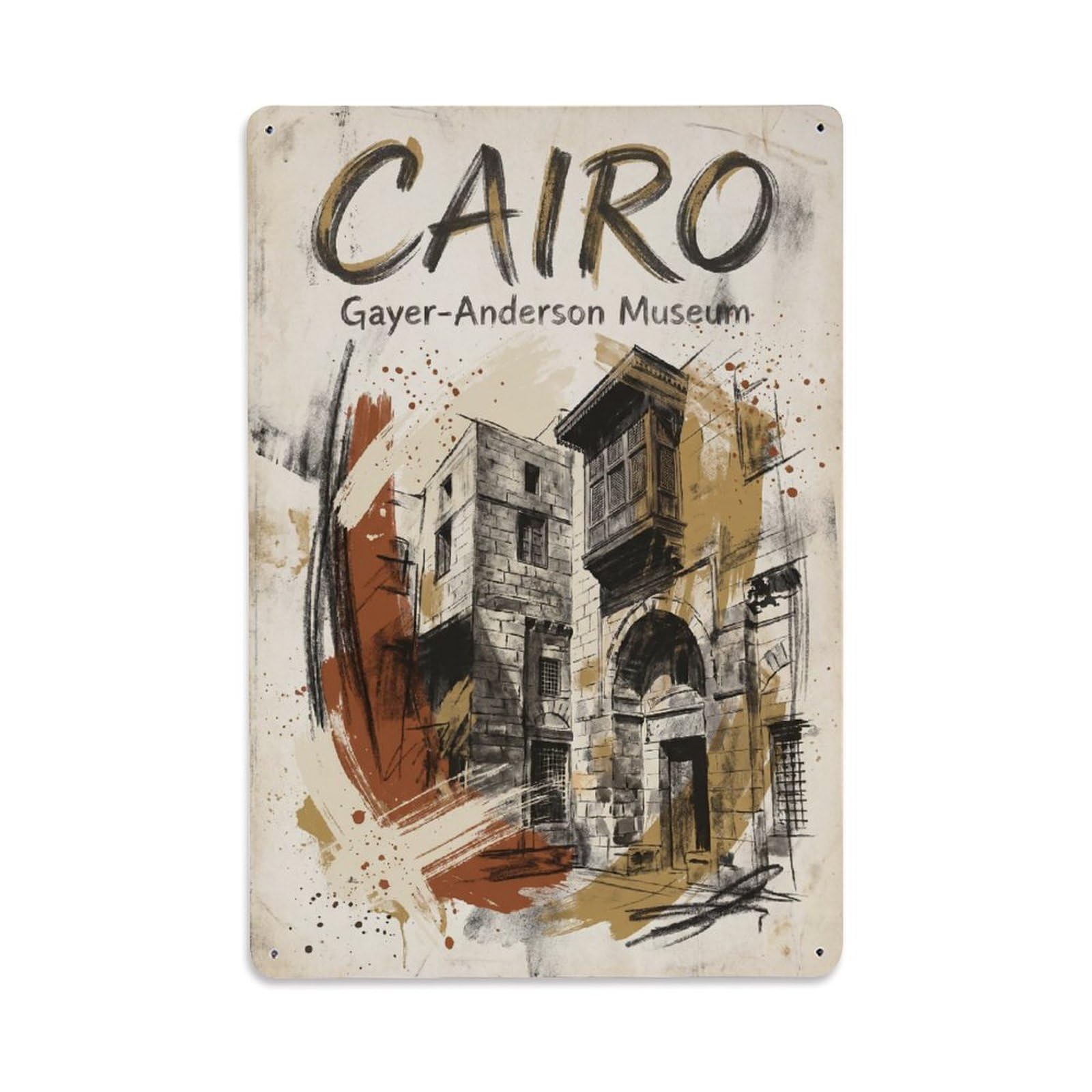 Gead 8X12inch Style Vintage Travel Cairo Heritage House Metal Tin Sign