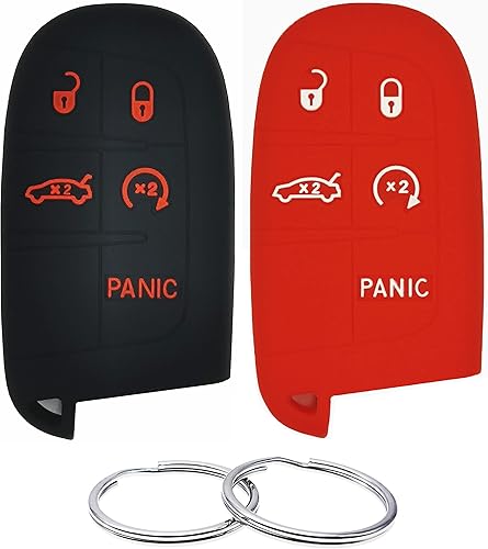 Funda de goma de silicona para llavero compatible con Chrysler 200 300 Dodge Challenger Charger Dart Durango Journey Fiat 500 L X Jeep Cherokee