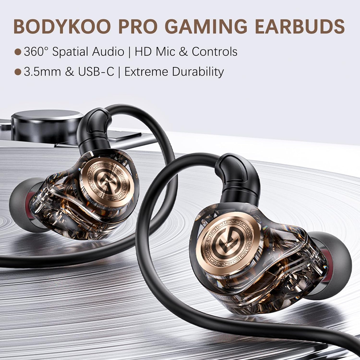 in Ear Gaming Earbuds with mic, 3.5mm & Type-C Dual Version, 10mm Driver for HiFi Sound, in-Line Control,Deep Bass,Noise Isolating Fit for Xbox,PC, Phone, Switch, PS5（Type-c）