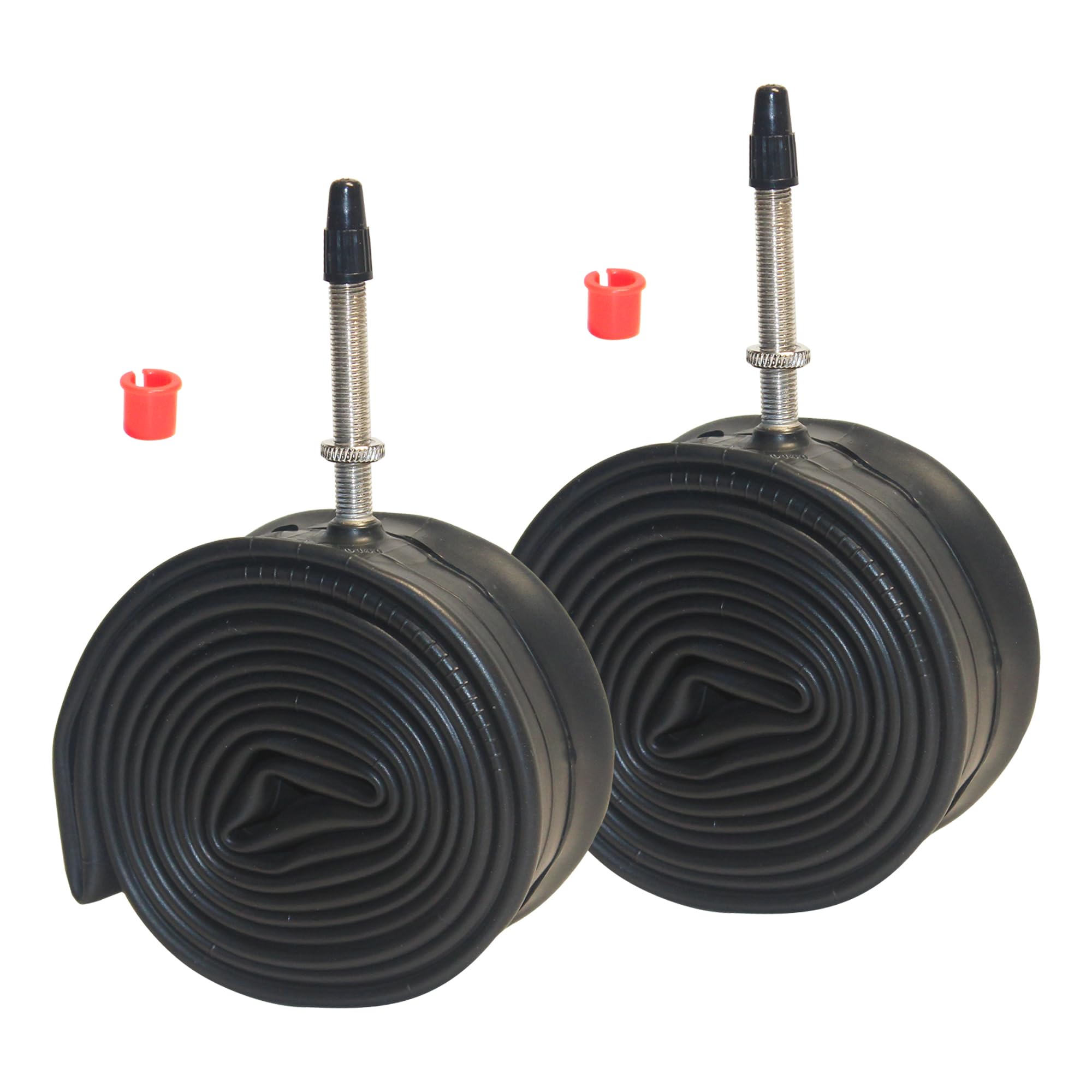 View 1 of 20x1 3/8 Inch (37-406) Bike Inner Tube Pack of 2 - FV48mm Valve with Free AV Adapter - Compatible with City Cruisers, Commuter Bikes, Folding Bikes, Kids/Juvenile Bicycles & More (20X1 3/8 FV48mm)