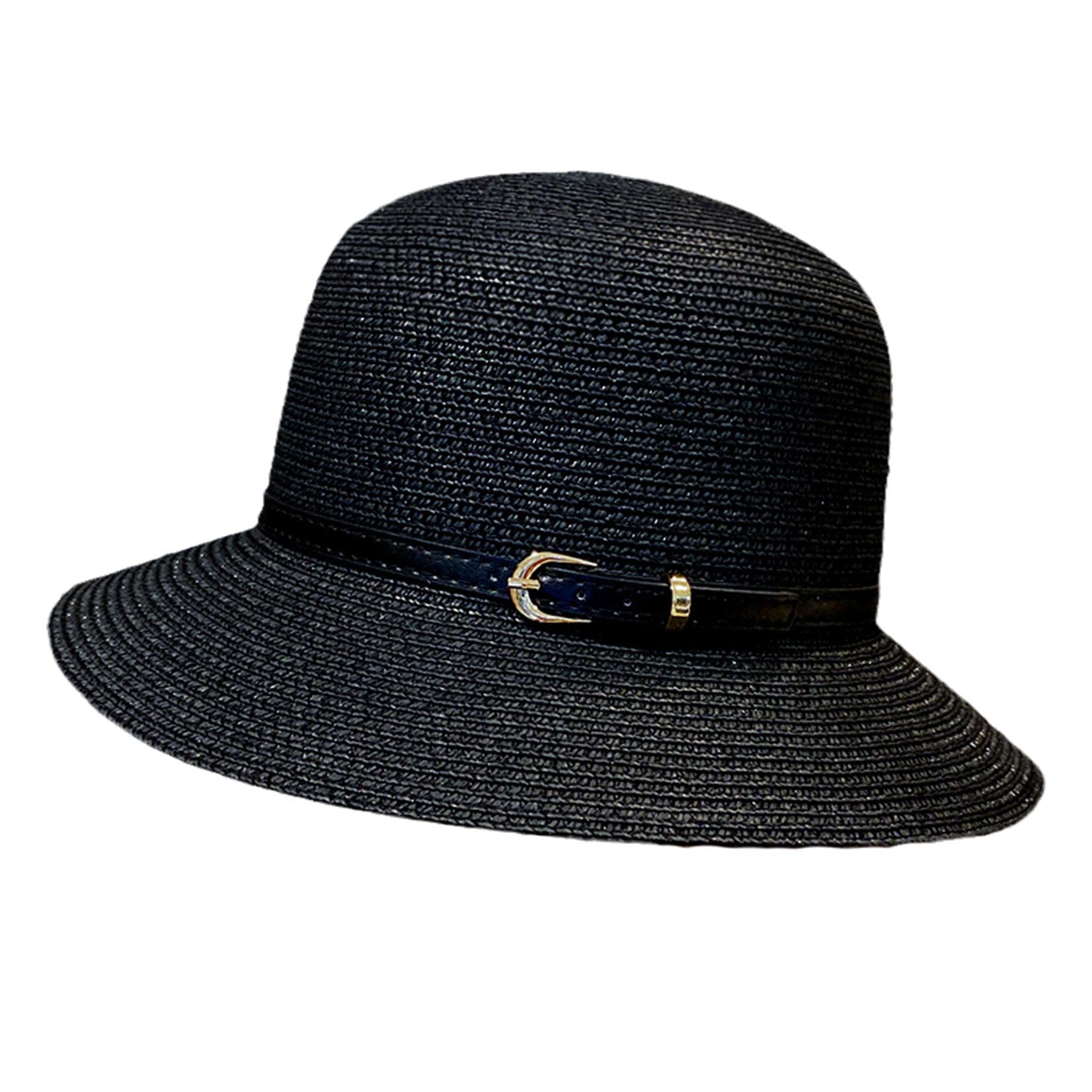 Women Wide Big Eaves kapelusz plażowy słomkowy Panama Roll -Up -kapelusz - klamra do paska Fedora kapelusz przeciwsłoneczny na plażę