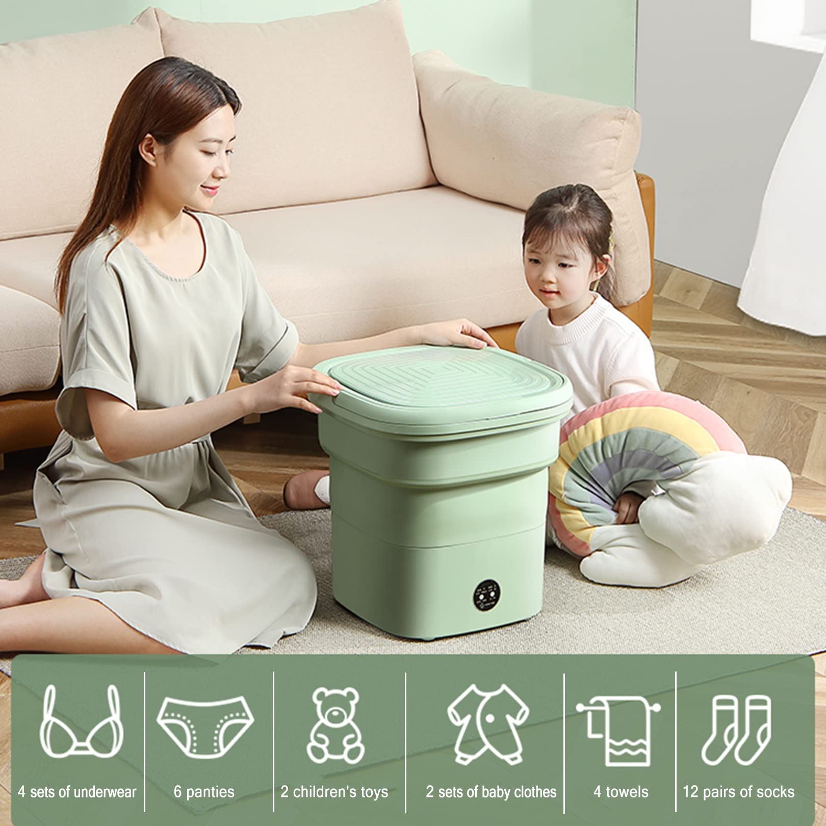 Mini Waschmaschine Mit Schleuder 11L Mit Dryer Faltbar - Foto 7