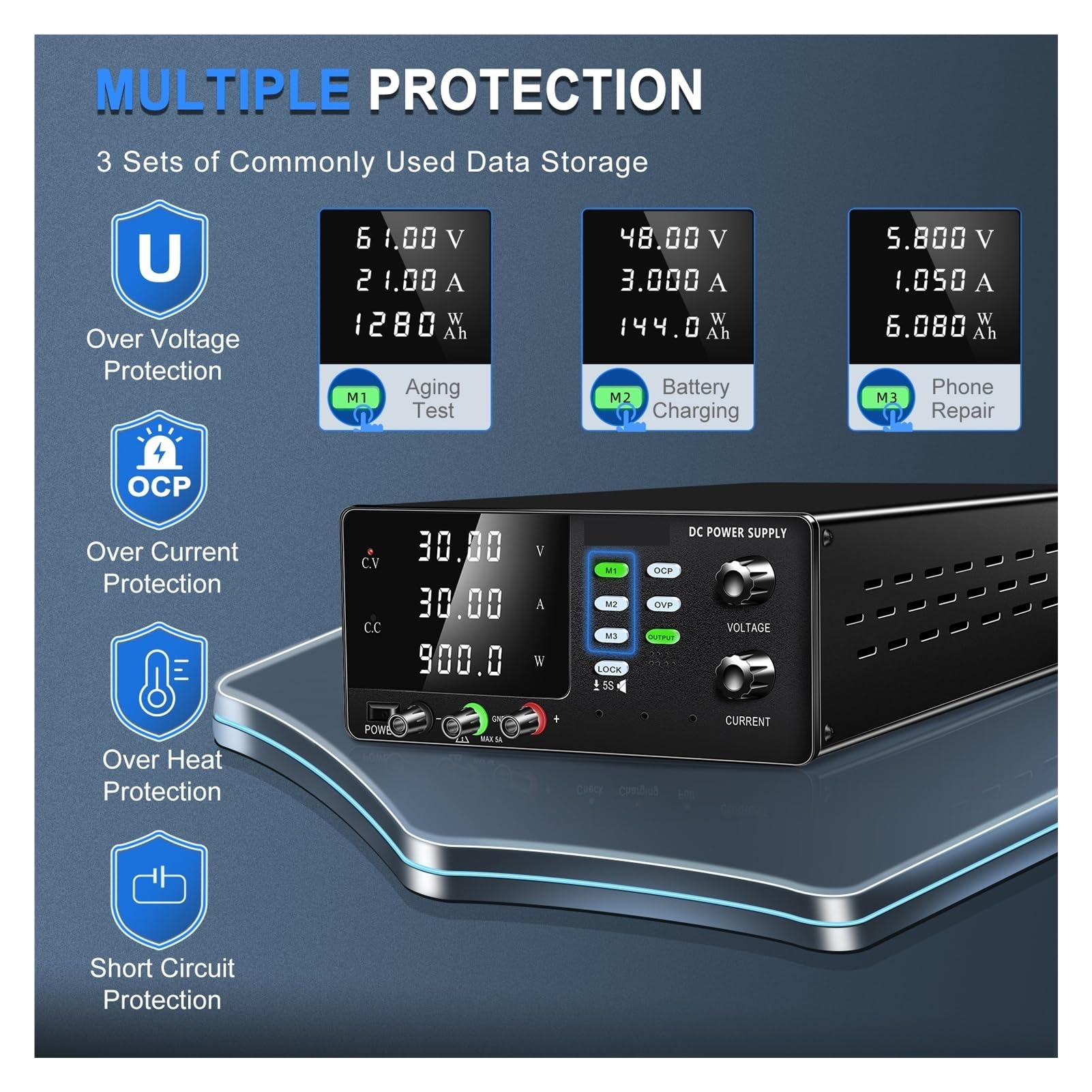 Fuente de alimentación CC variable, regulador de voltaje de alta potencia R-SPS3030C, 30 V, 30 A, 900 W, cargador rápido de 12 V y 24 V. Alta estabilidad(60V 10A 600W)
