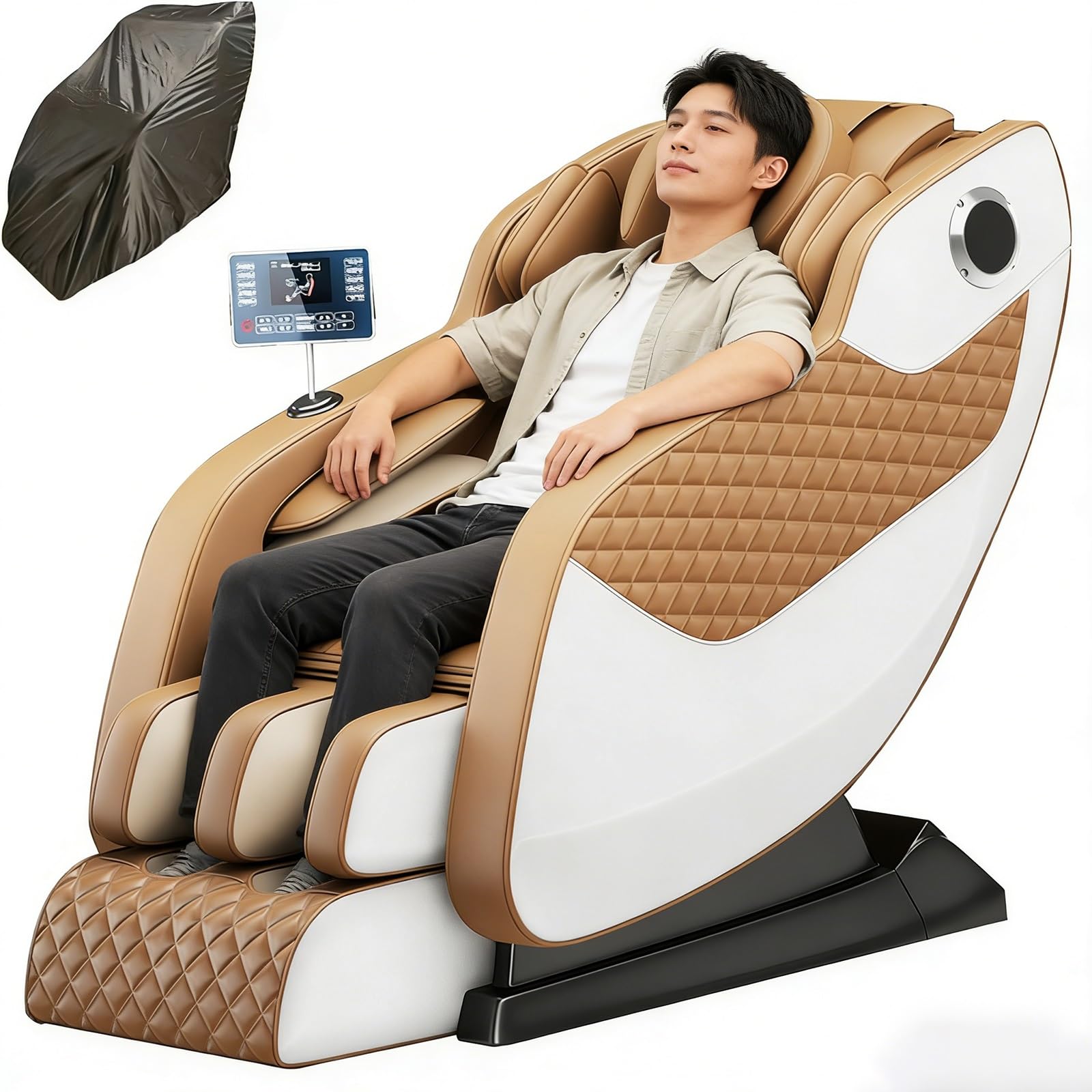 Sillón De Masaje, De Cuerpo Completo De Gravedad Cero, Sillón Reclinable con Bluetooth Función De Calefacción Masaje De Gravedad Cero Amasamiento con Rodillo para Pies(Yellow)