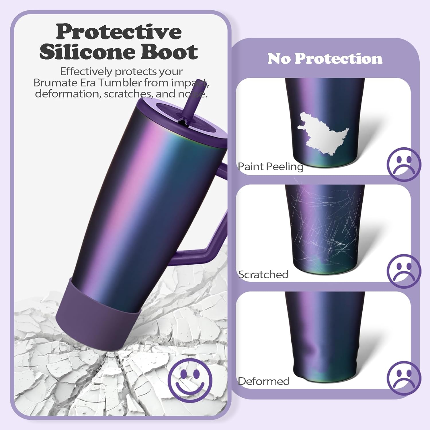 Silicone Boot Compatible with Brumate Era 40 oz 30 oz Tumbler, Anti-Slip Bottom Sleeve Cover Bumper, Scratch-Resistant Protective Accessories, BPA-Free (Dark Aura) - Image 3