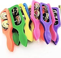 Vista 6 de 12 platillos con asas de plástico (5 pulgadas) - Suministros para fiestas infantiles, instrumentos musicales preescolares, emisores de ruido