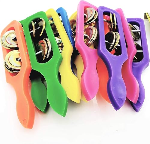 Miniatura 6 de 12 platillos con asas de plástico (5 pulgadas) - Suministros para fiestas infantiles, instrumentos musicales preescolares, emisores de ruido