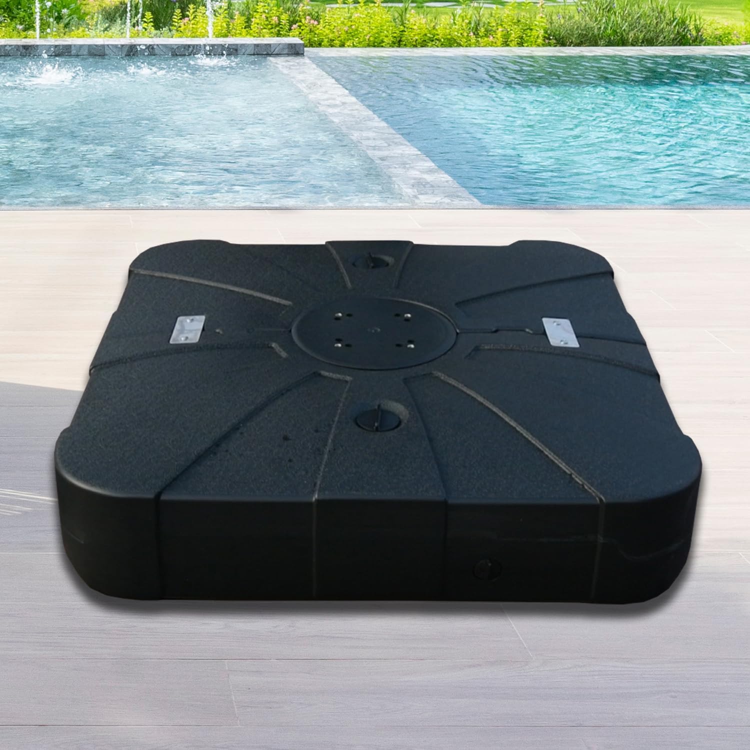 Domi Patio Umbrella Base with Wheels, Water & Sand Filled Weighted Base for Most Cantilever Offset Umbrella, 260LBS, Square (Black),34'' X 34''