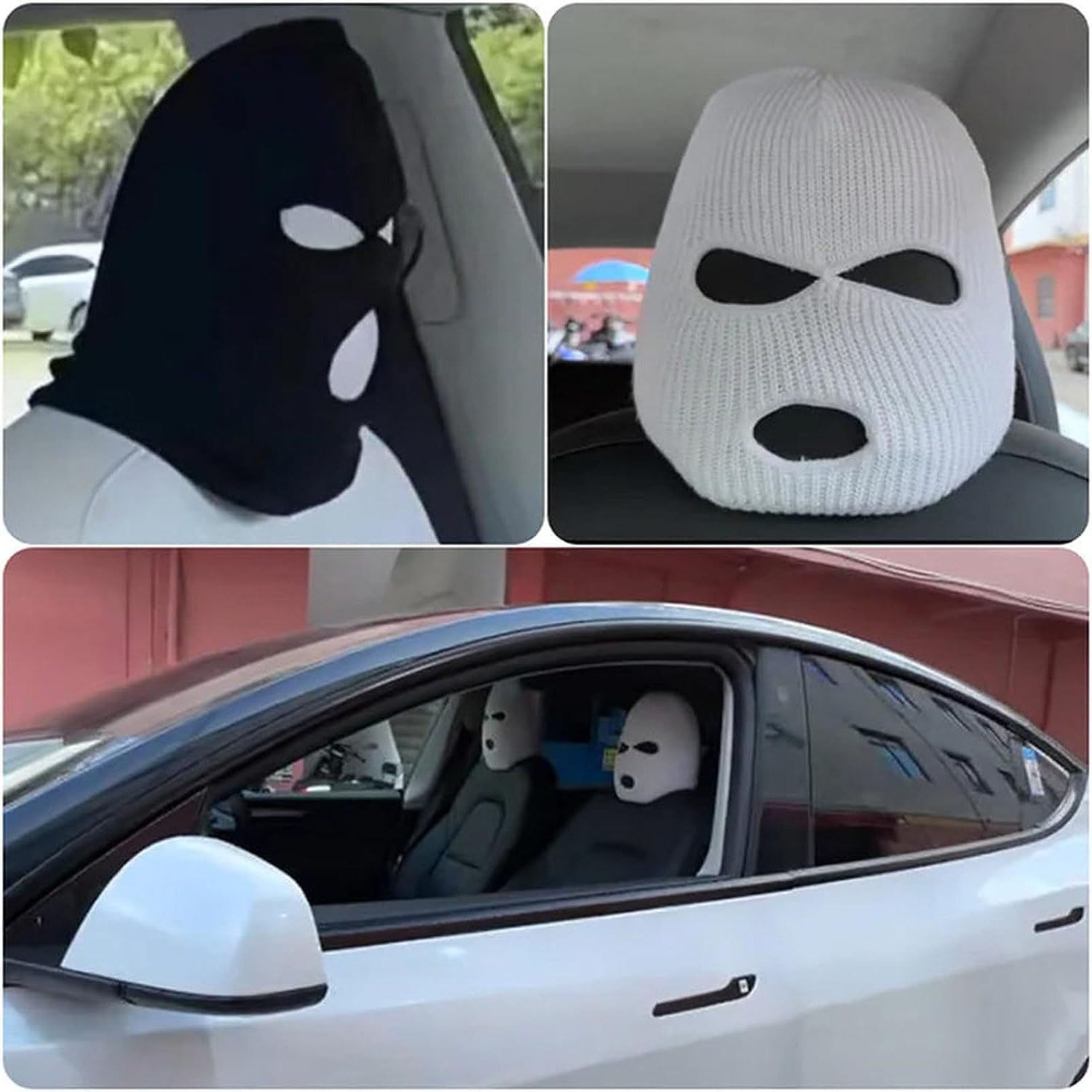 2-Pack Halloween Funny Car Headrest Covers - Stretch Decorative Seat Pillow Covers For Cars & Trucks