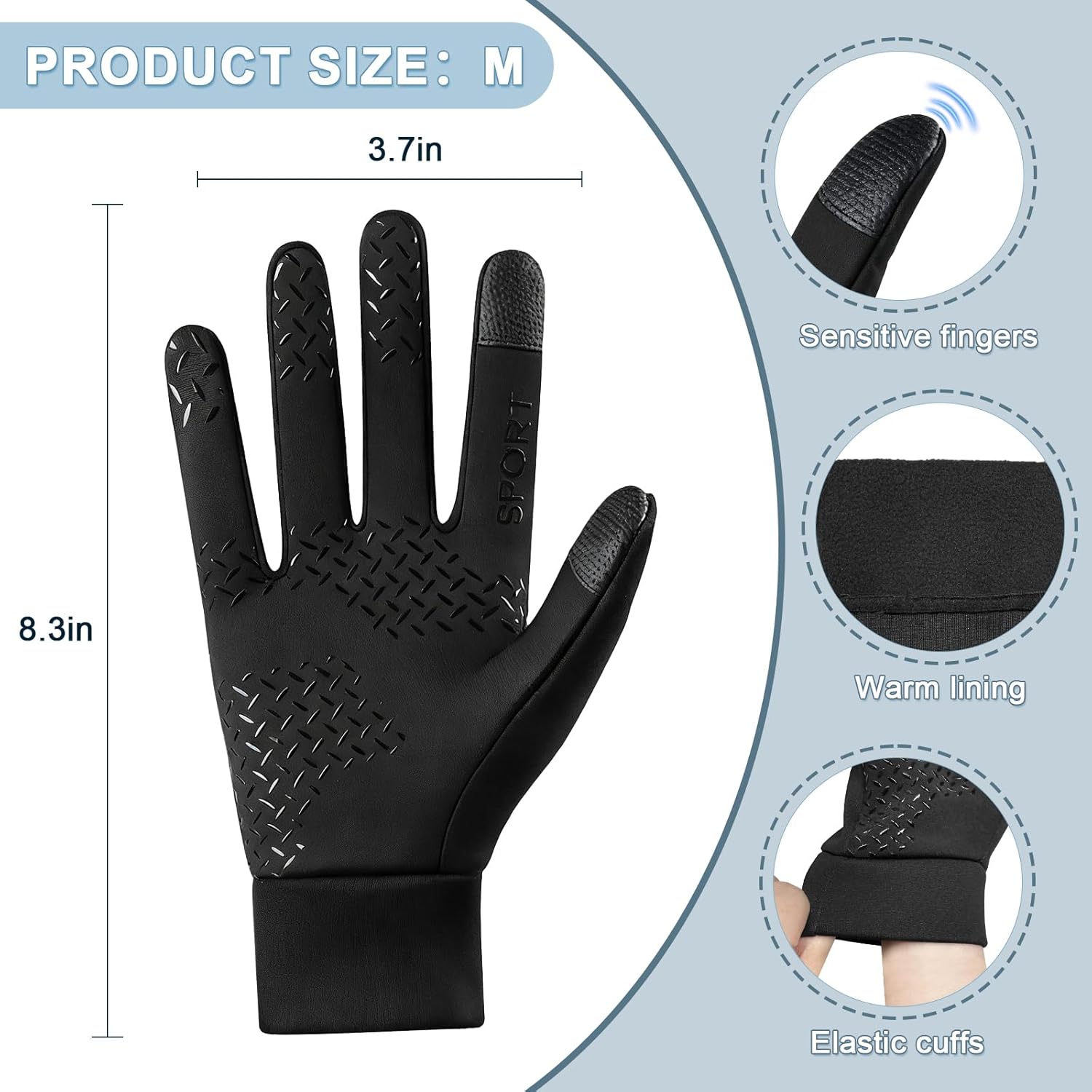 Winter Gloves For Men Women Anti Slip And Warm Touch Screen,Sports Driving Daily Work For Cold Weather - Image 2