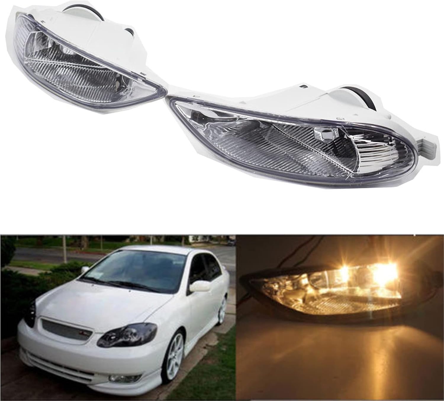 munirater Clear Lens Bumper Driving Fog Lights Lamp Assembly 8120-AA011, 81210-AA011 Replacement for Corolla 2005-2008, Camry 2002-2004, Solara 2002-2003