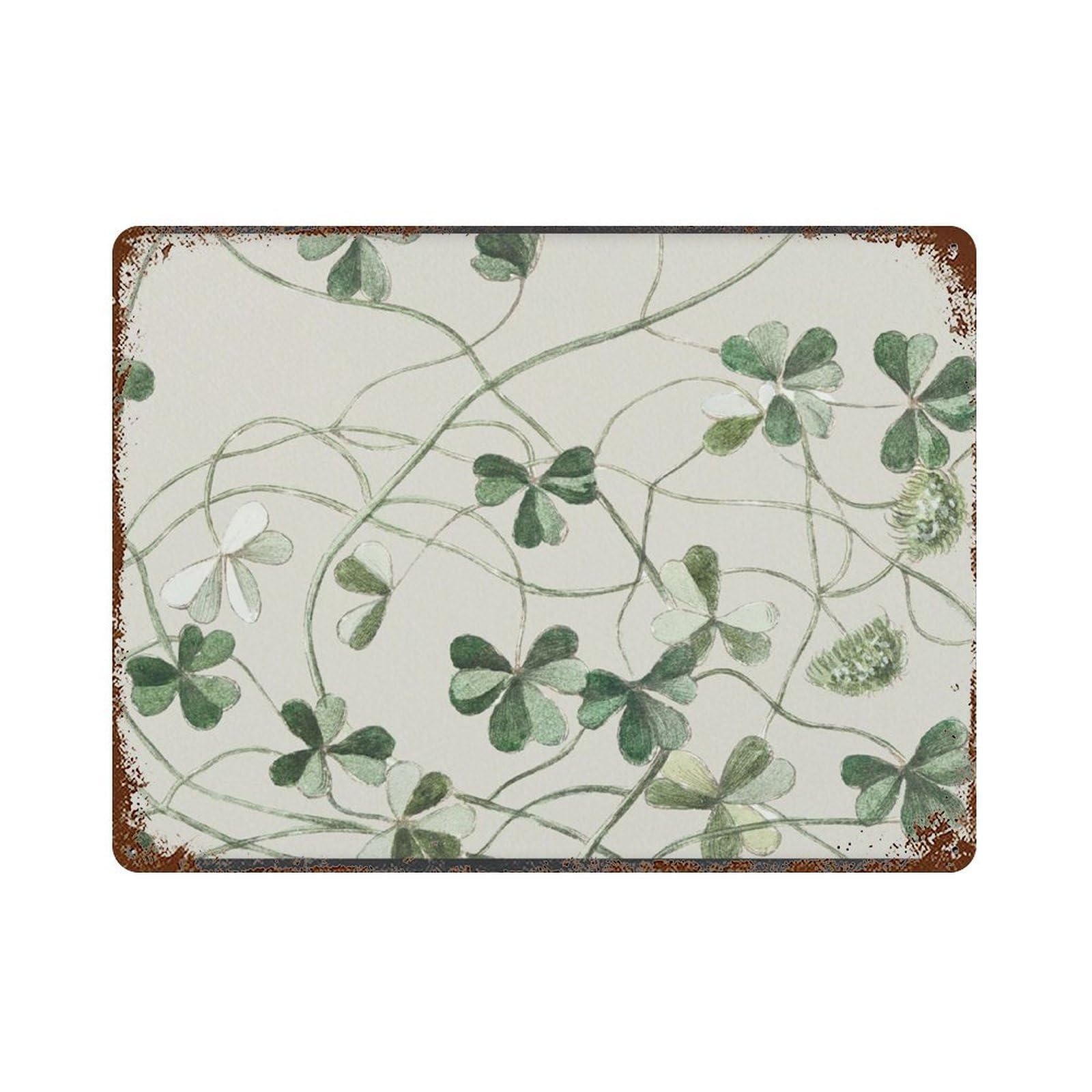 xiaoxiaoshen Lucky Four Leaf Clover Watercolor Wall Art, Neutral Botanical Wall Decor Art Metal Tin Poster Modern Home Decor Art Home Bar Shop Decorations Vintage Sign 30x40cm