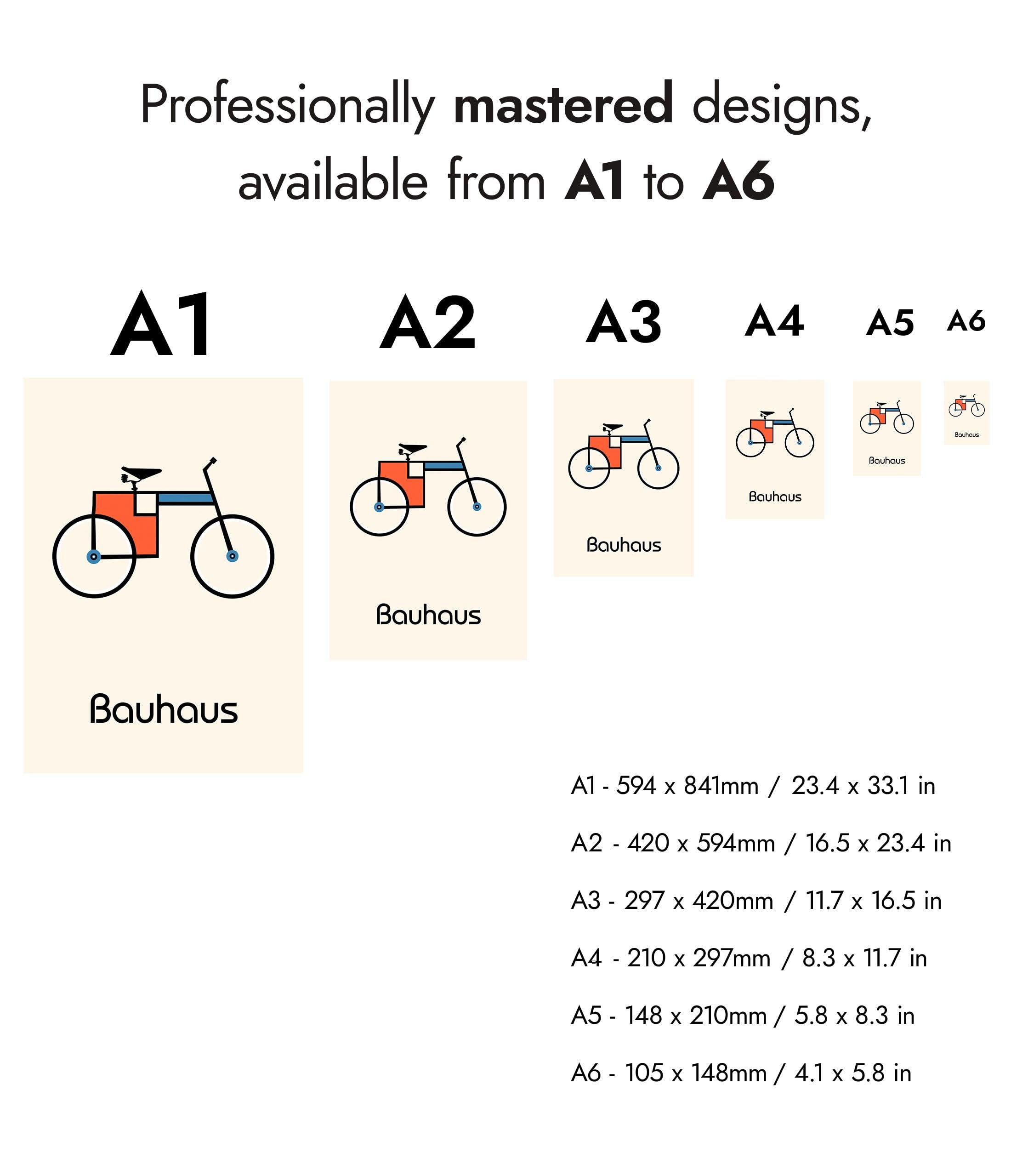 Bicycle Bauhaus Poster, Bauhaus Print, Framed Abstract Art, Mid-Century Wall Art, Modern Home Decor, Gift Idea, Archival Matte, A5 (Print Only) - 21x14.8cm — view 5