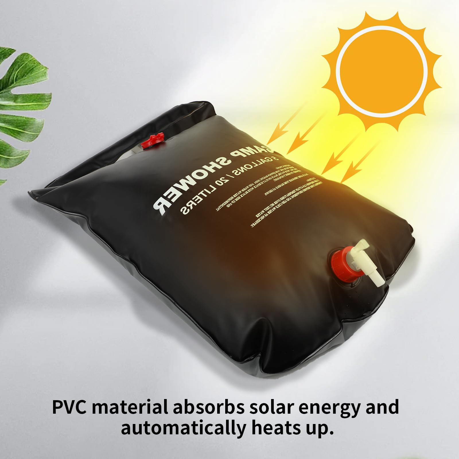 20L Prysznic campingowy z solarnym podgrzewaniem - mobilny zestaw prysznicowy campingowy z przełączanym włącznikiem, odłączanym wężem odpowiedni do kempingu i aktywności na świeżym powietrzu (czarny)