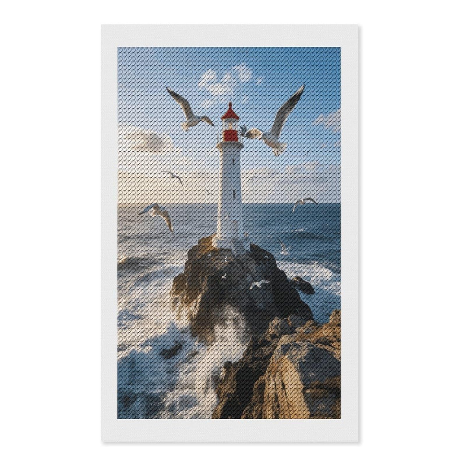 FekiLoot Lighthouse Seagull Paint by Numbers Kit for Adults Beginner DIY Diamond Dots Paintings Round Full Drill Diamond Art Kits Picture Diamond Art Painting Kits for Home Decor 12"x20"