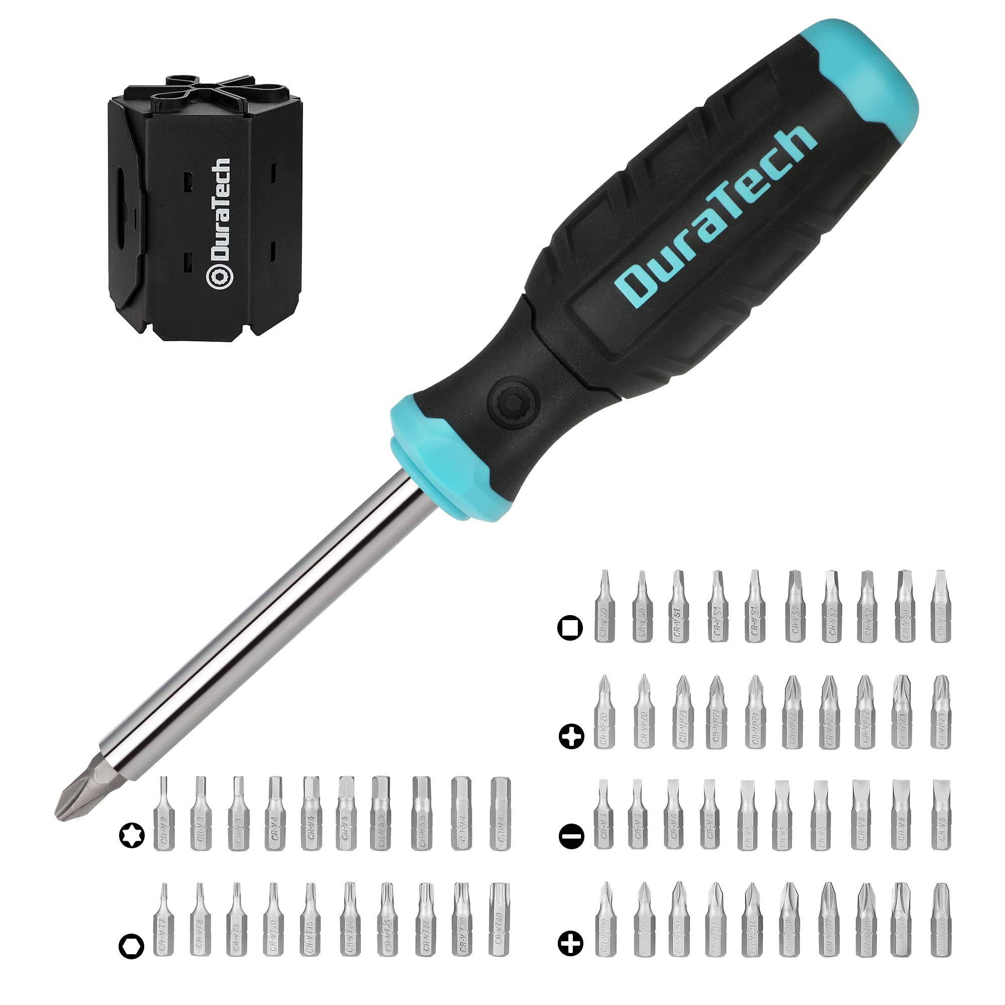 DURATECH Set di Cacciaviti 60 in 1, Set di Cacciaviti Multifunzionali (Piatta, Phillips, Torx, Hex), Design di Stoccaggio, Adatto alla Manutenzione delle Macchine e alle Riparazioni Quotidiane