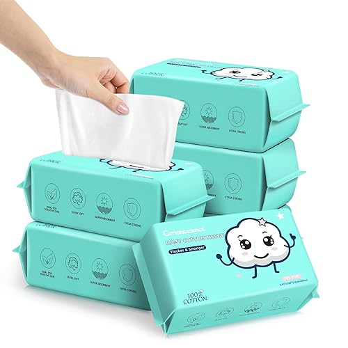 Miniatura 9 de Toallas faciales desechables  Pañuelos faciales 100% algodón para uso seco y húmedo, toallitas biodegradables para eliminación de maquillaje y