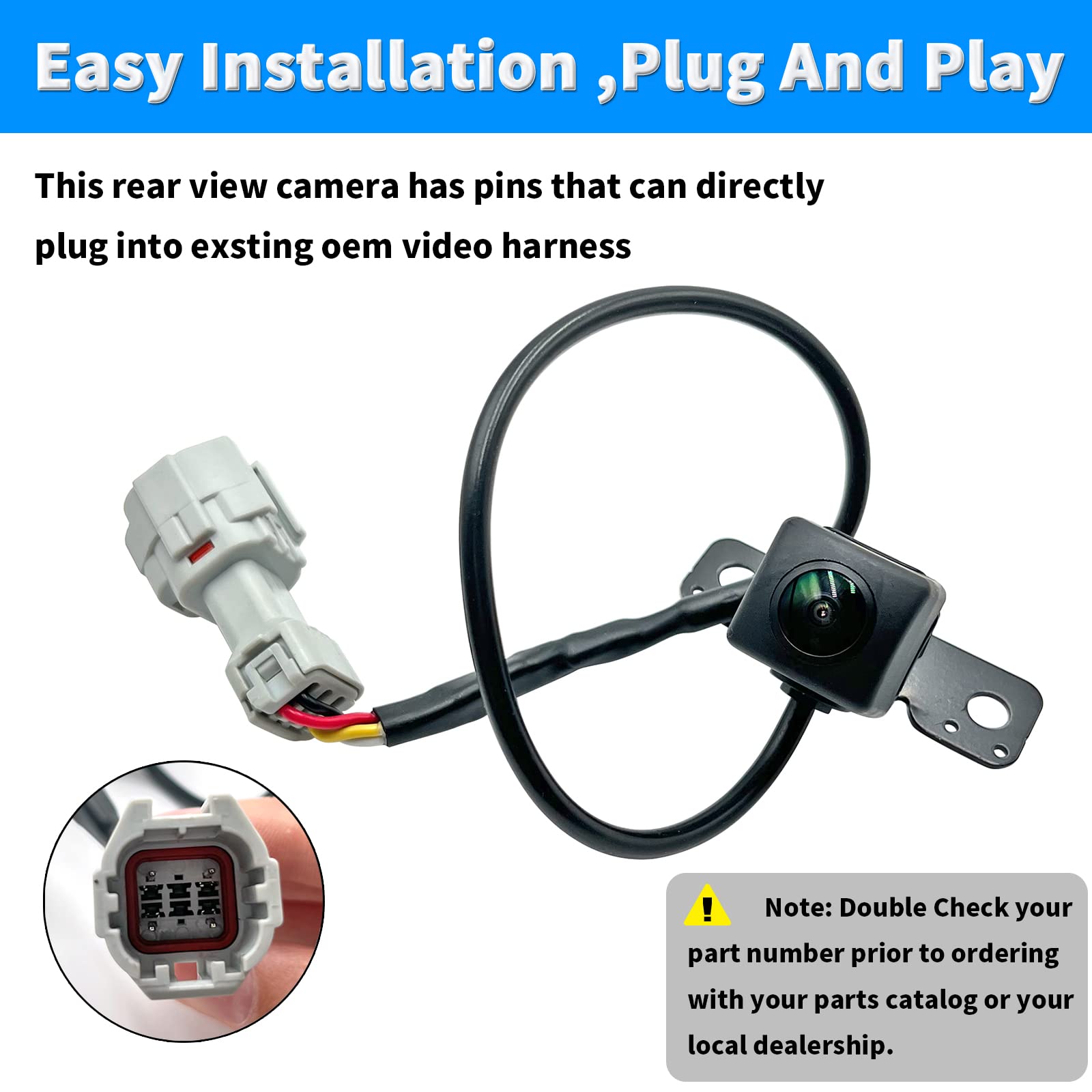 wzruiqipei Rear View Back Up Camera Backup Camera Compatible with Hyundai Santa Fe Sport 2013 2014 2015 2016 Reverse Park Assist Camera Replaces 95760-2W000 95760-2W000-FFF 95760-2W300