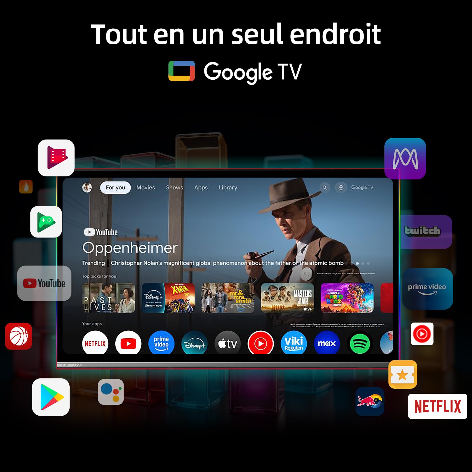 CHIQ Smart TV Téléviseur QLED 32QA10 32 Pouces | Full HD HDR10 | Dolby Audio et DBX-TV | Design métallique sans Cadre | Chromecast intégr Nouveau modèle | Son Dolby Audio, Support HDR10, Chromecast Intégré, Édition 2026