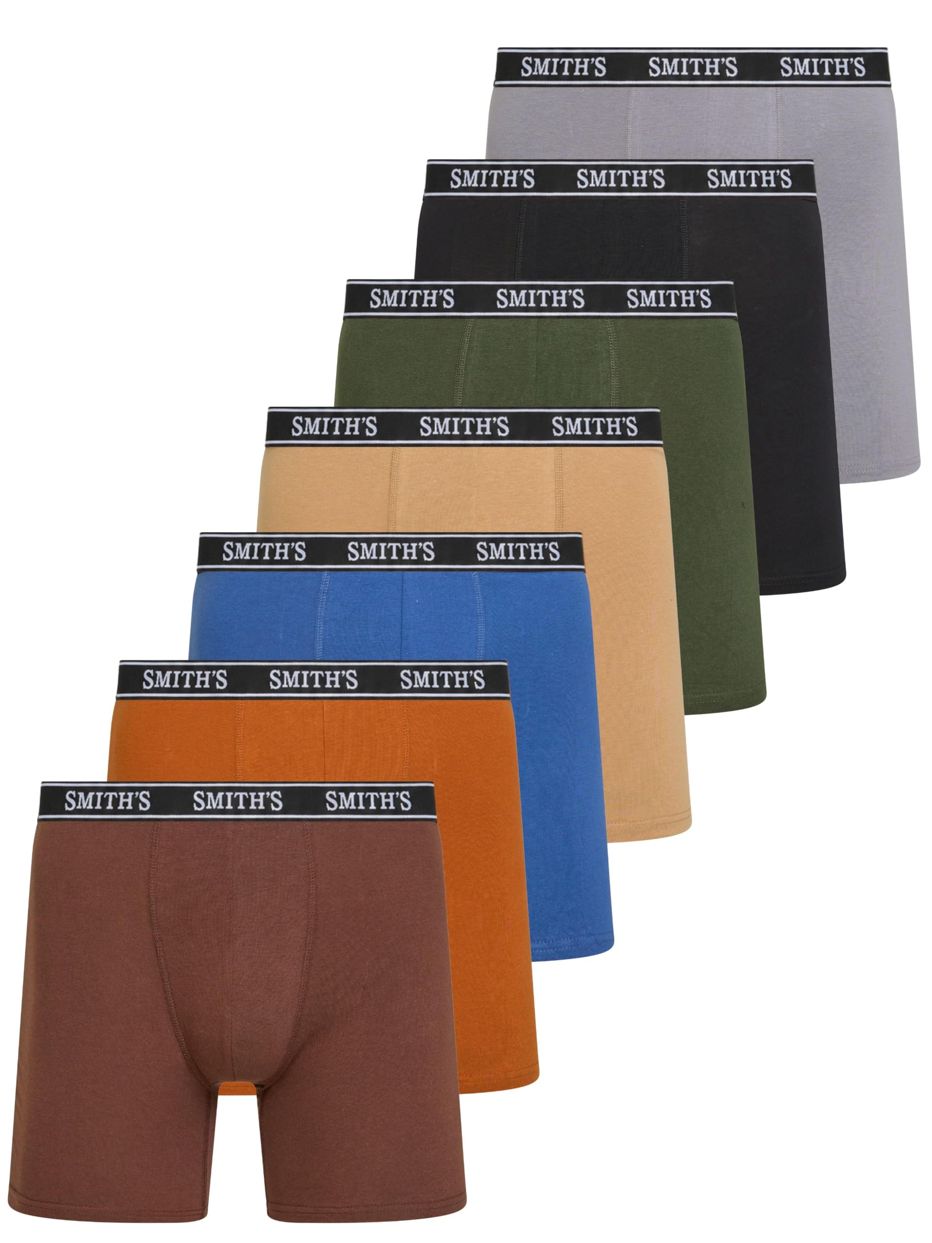 Smiths Boxer Briefs for Men 7 Pack - Cotton Stretch NO FRONT FLY Underwear