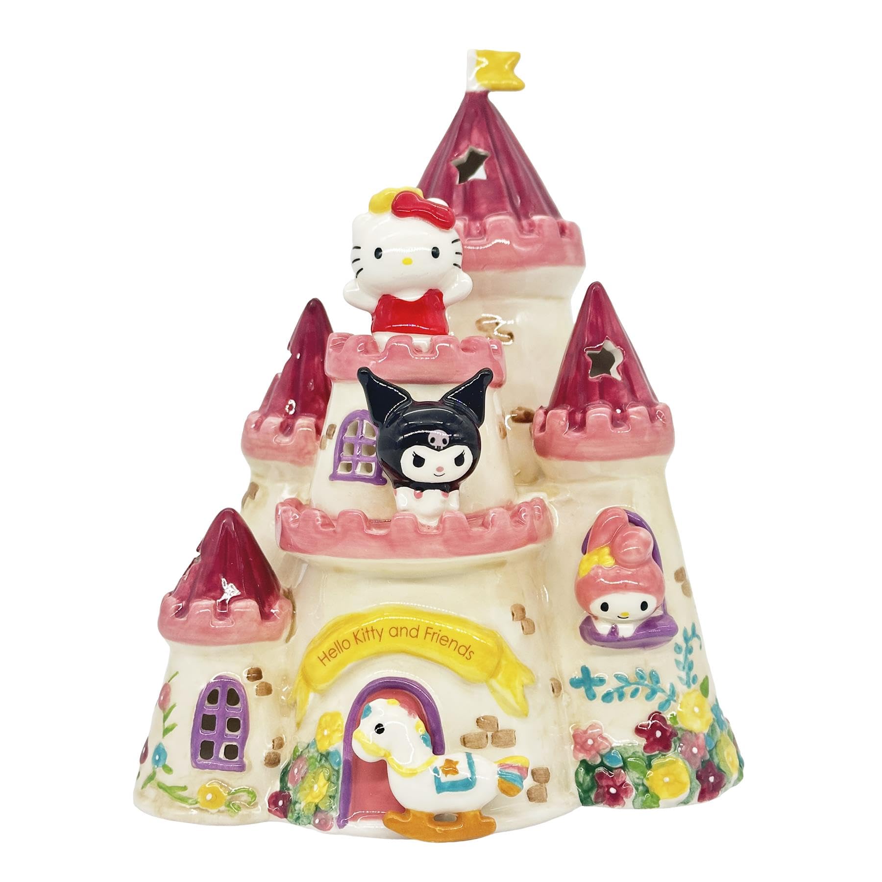 Blue Sky Clayworks Hello Kitty and Friends Castle Candle House, 8-inch Height, Holiday Decoration, 23500