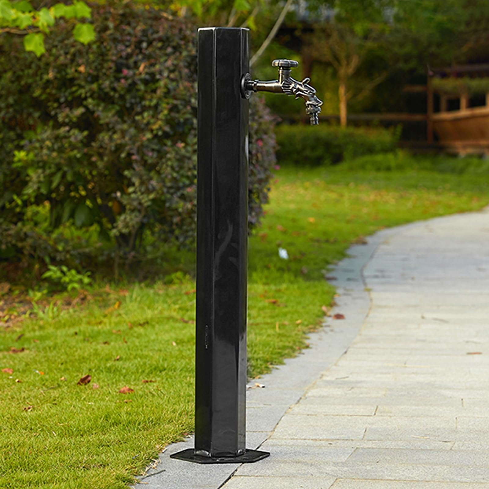 Stainless Steel Vertical Garden Water Column - Durable Outdoor Faucet &amp; Irrigation Fountain, Floor Mounted Decorative Fixture for Gardens &amp; Patios (Black B)