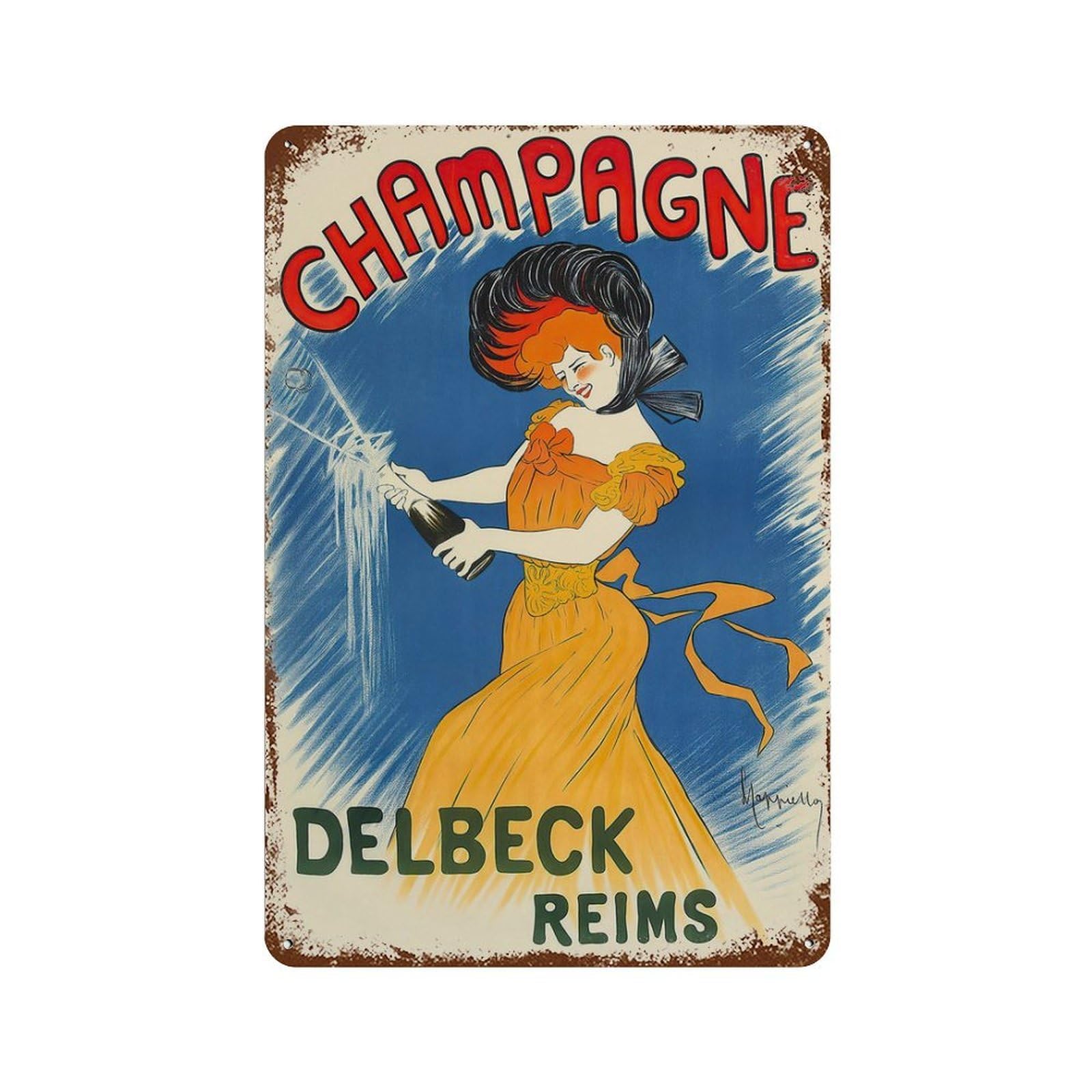xiaoxiaoshen Champagne Alcohol Advertisement Wall Decor Art Metal Tin Poster Modern Home Decor Art Home Bar Shop Decorations Vintage Sign 30x20cm