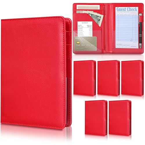 Vista 7 de Containlol 6 piezas de libros para camarera, libro de visitas, organizador de dinero de cuero, cartera, organizador de efectivo, cheque, factura