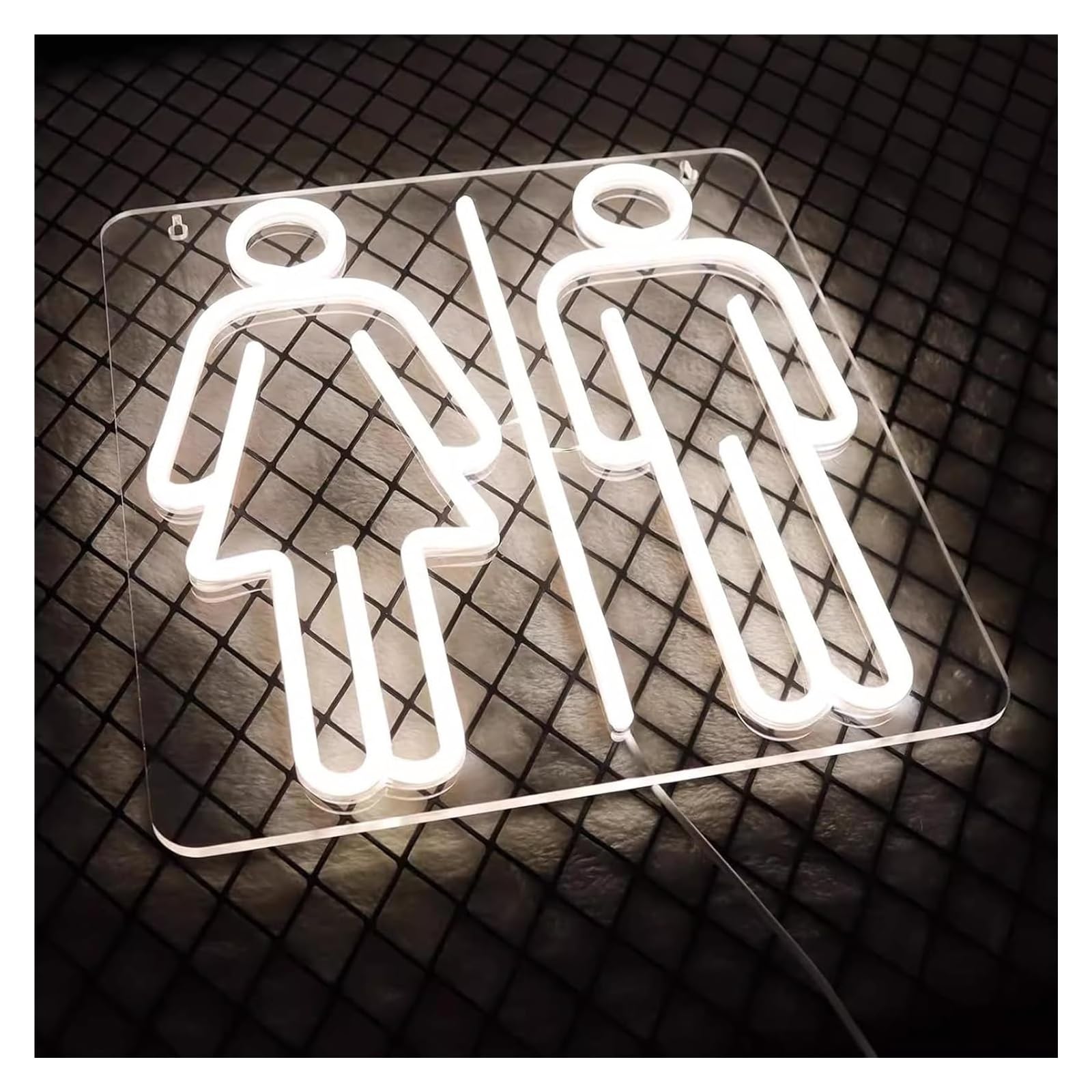 Carteles para aseos, Acrílico Led, Luz Blanca, for Decoración De Paredes, Adaptador Corriente 5 V, 13 * 12 Pulgadas