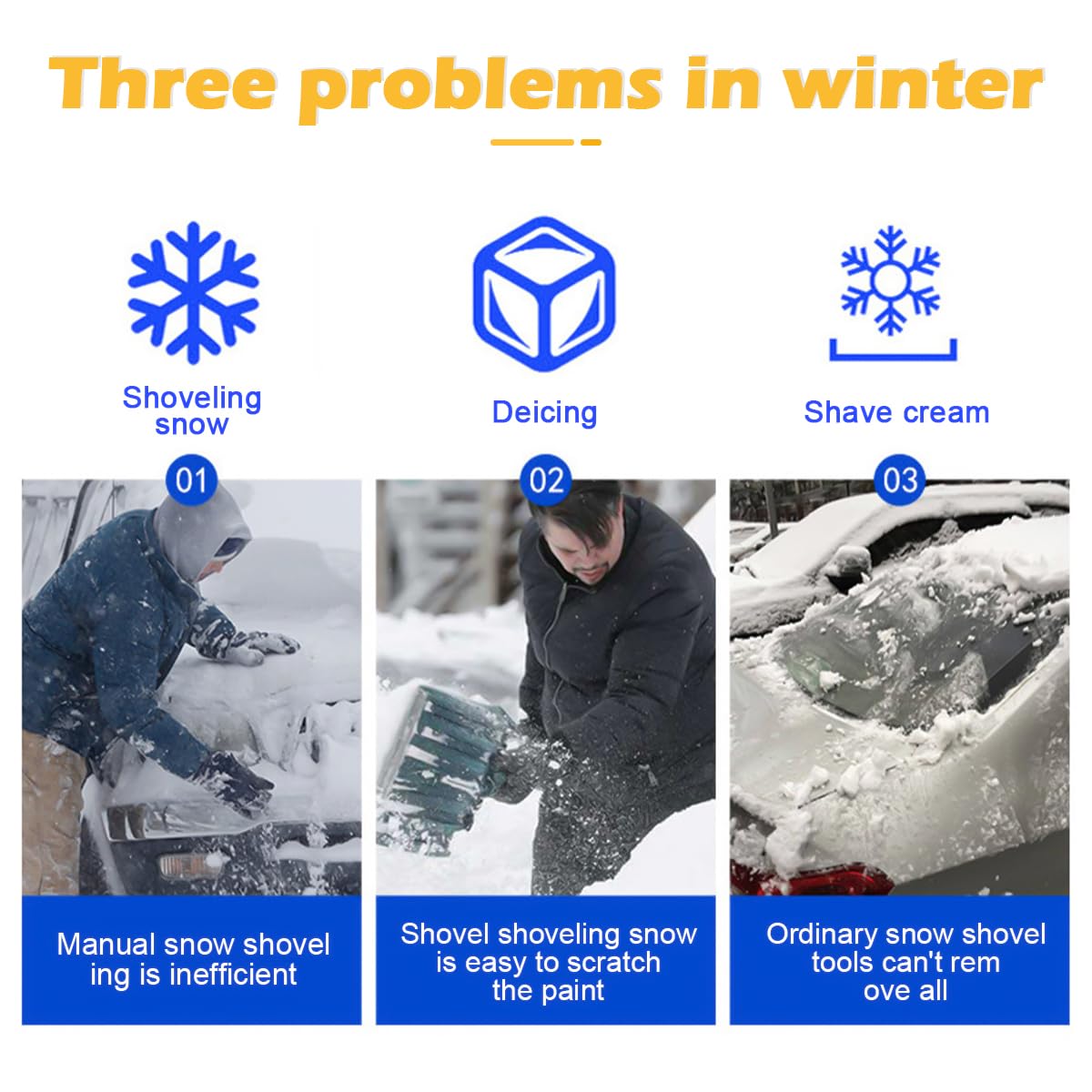 Osilly 2 raschietti per ghiaccio per auto, spazzola da neve per la pulizia dell'auto, con guanto termico impermeabile e caldo, per parabrezza del veicolo, da raschiare il gelo e il ghiaccio,
