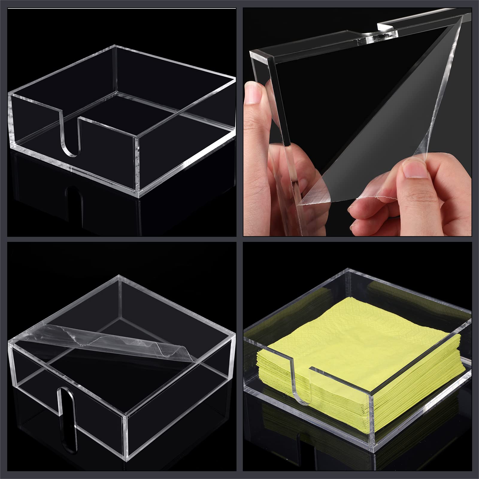 Acrylic Cocktail Napkin Holder for Table, Lucite Clear Beverage Napkin Holder Square Rectangle for Dinner, Kitchen, Bathroom, Restaurant, Bar (10 Pieces, 5.5 x 5.5 Inch)
