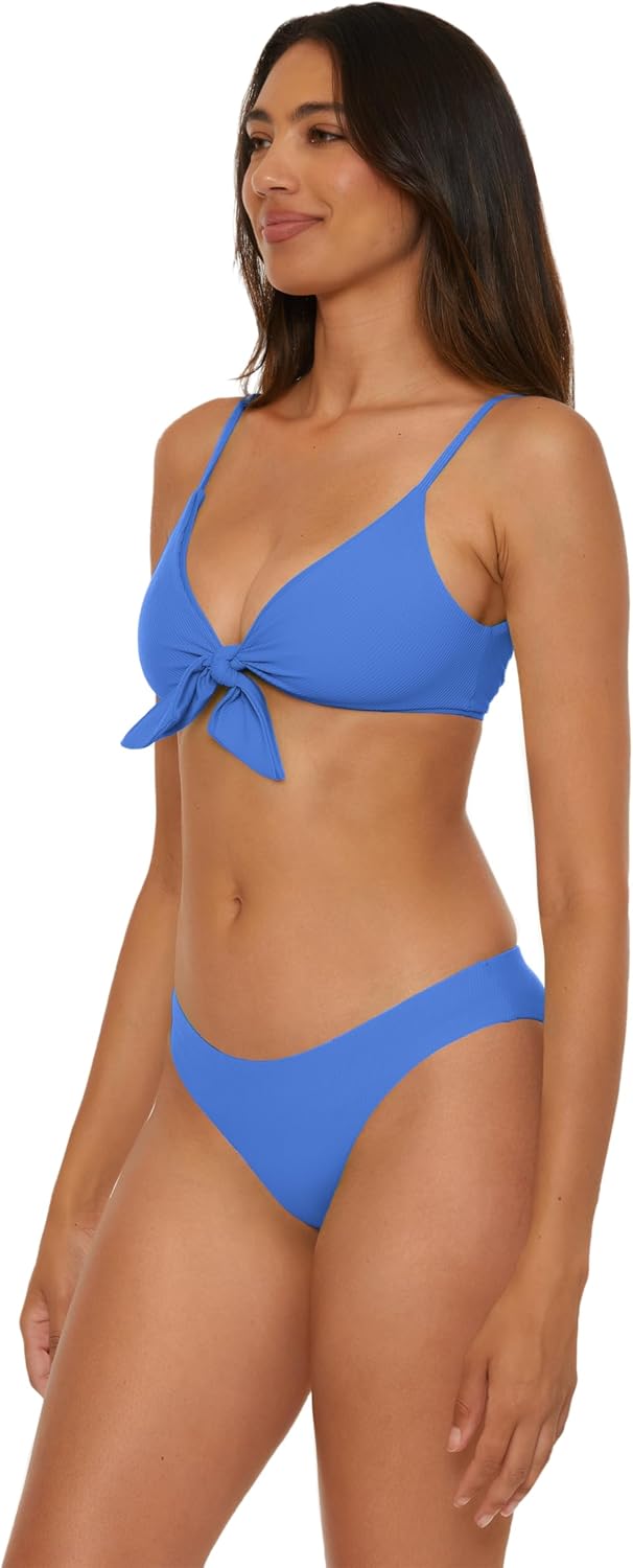 BECCA Women's Standard Modern Edge Hipster Bikini Bottom, Cheeky Coverage, Swimwear Separates, Cornflower B, Small - Image 3