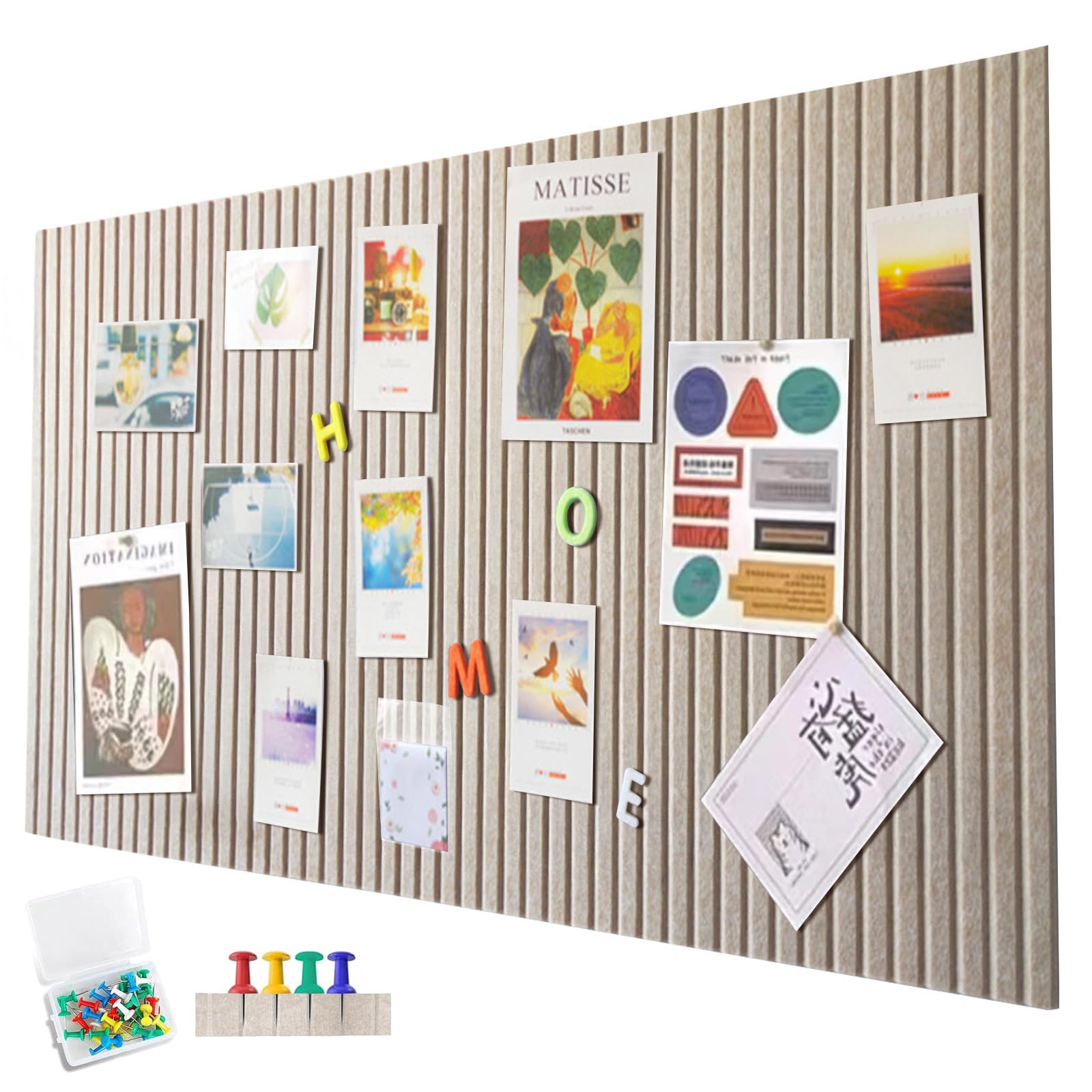 120 x 90 cm large pin board, large cork board, 0.9 cm thick decorative cork wall made of felt, foldable photo board with self-adhesive tape, felt self-adhesive vision board, push pins felt, dark camel
