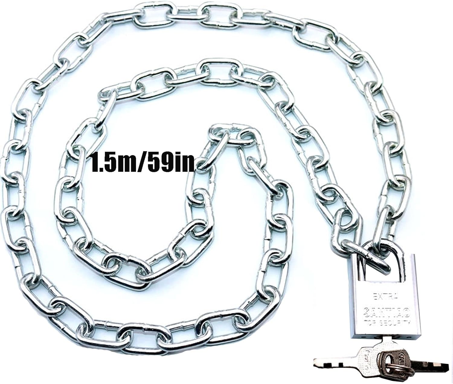 Keyed Padlocks Stainless Steel Chain Lock, Bicycles, Motorcycles, Fences, Outdoor Safety Locks, 0.5-2m (Size : 2m)